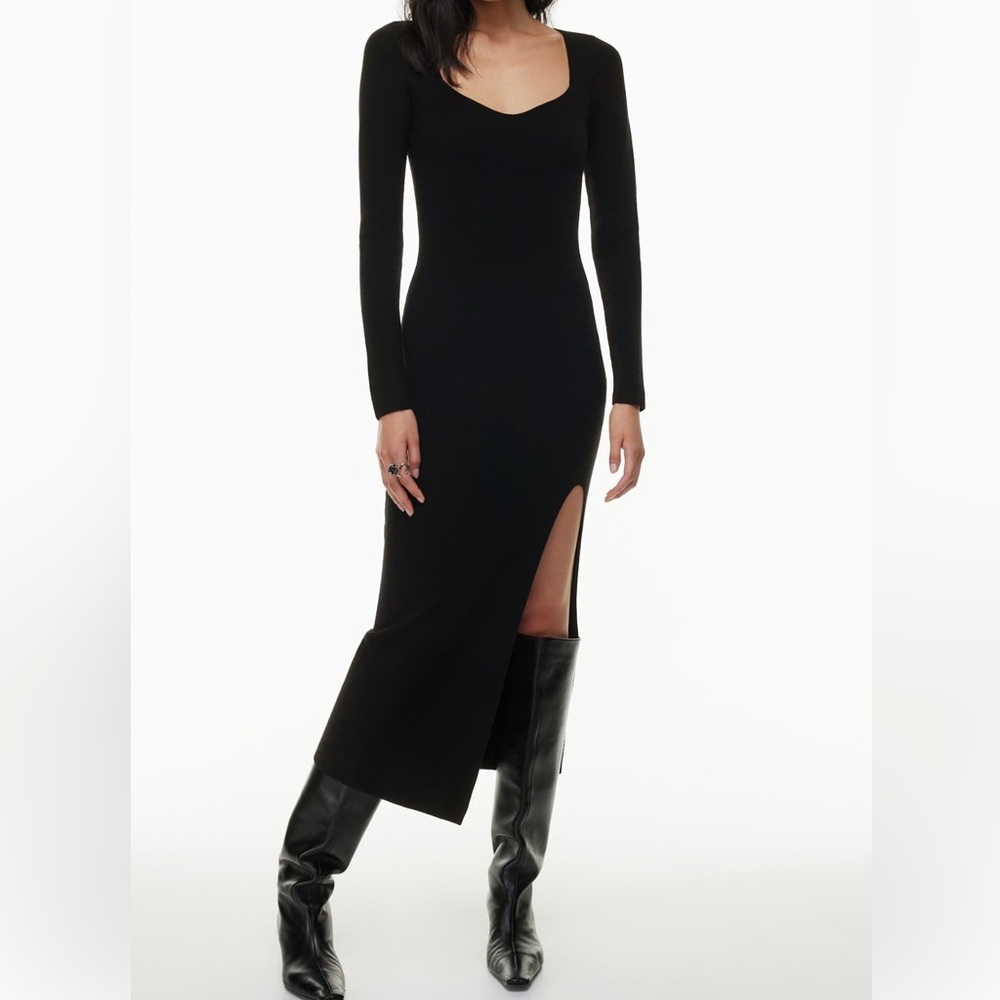 Wilfred Tuscany Black Midi Dress with Slit